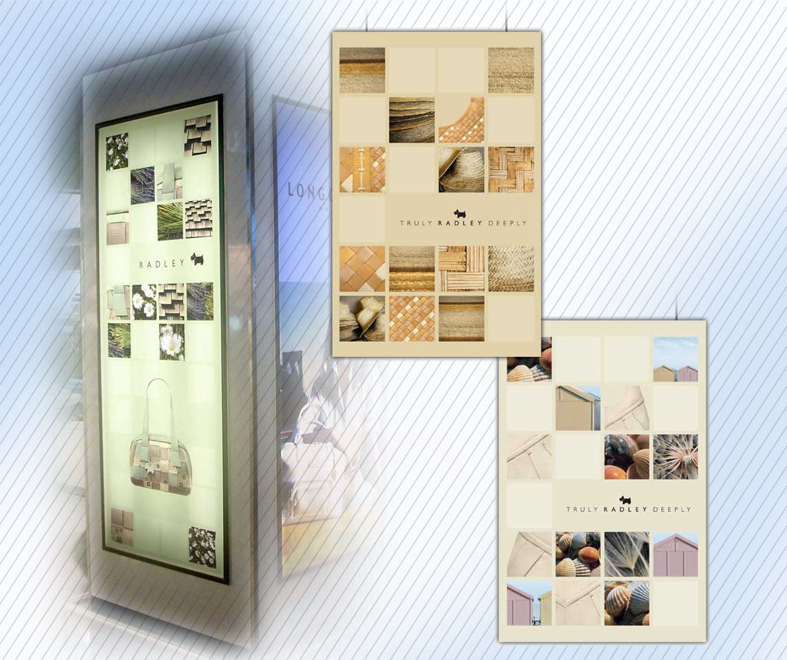 Radley store window displays and airport graphics